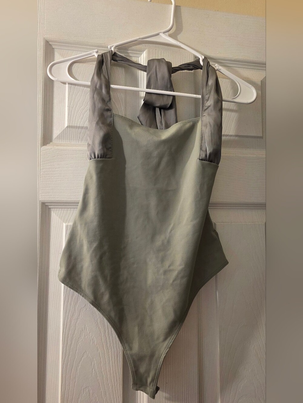 Intimately Free By Free People NWT Sage Green Bodysuit with Satin Straps